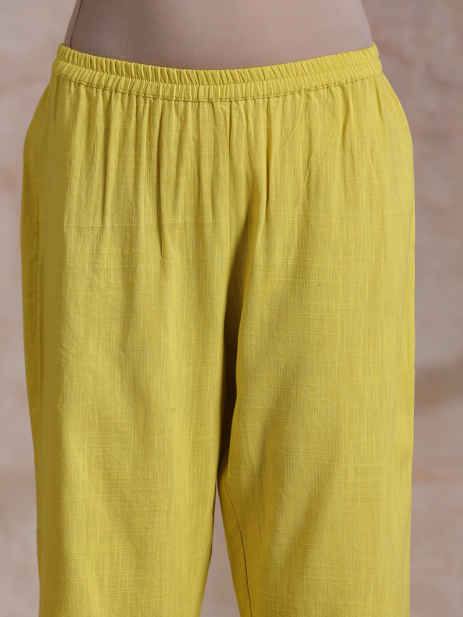 Lime Pink Zig-Zag Lines Print Cotton Kurta Pant Set