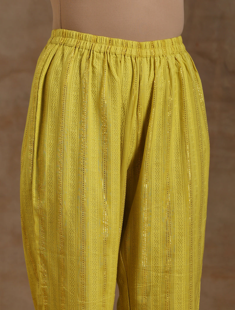 Lime Gold Cotton Oversized Round Co-Ord Set