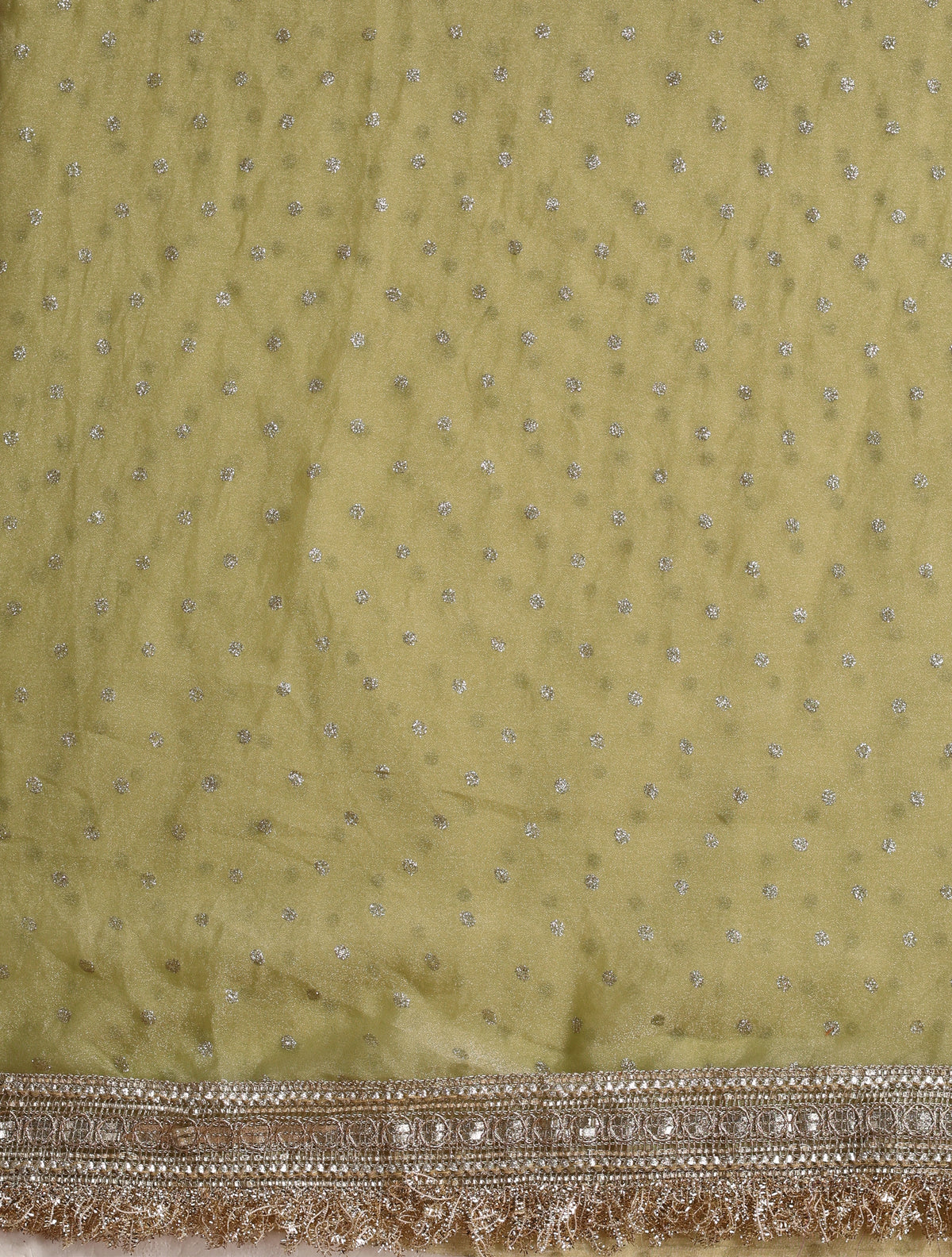 trueBrowns Light Green Tissue Foil Printed Saree With Unstitched Blouse