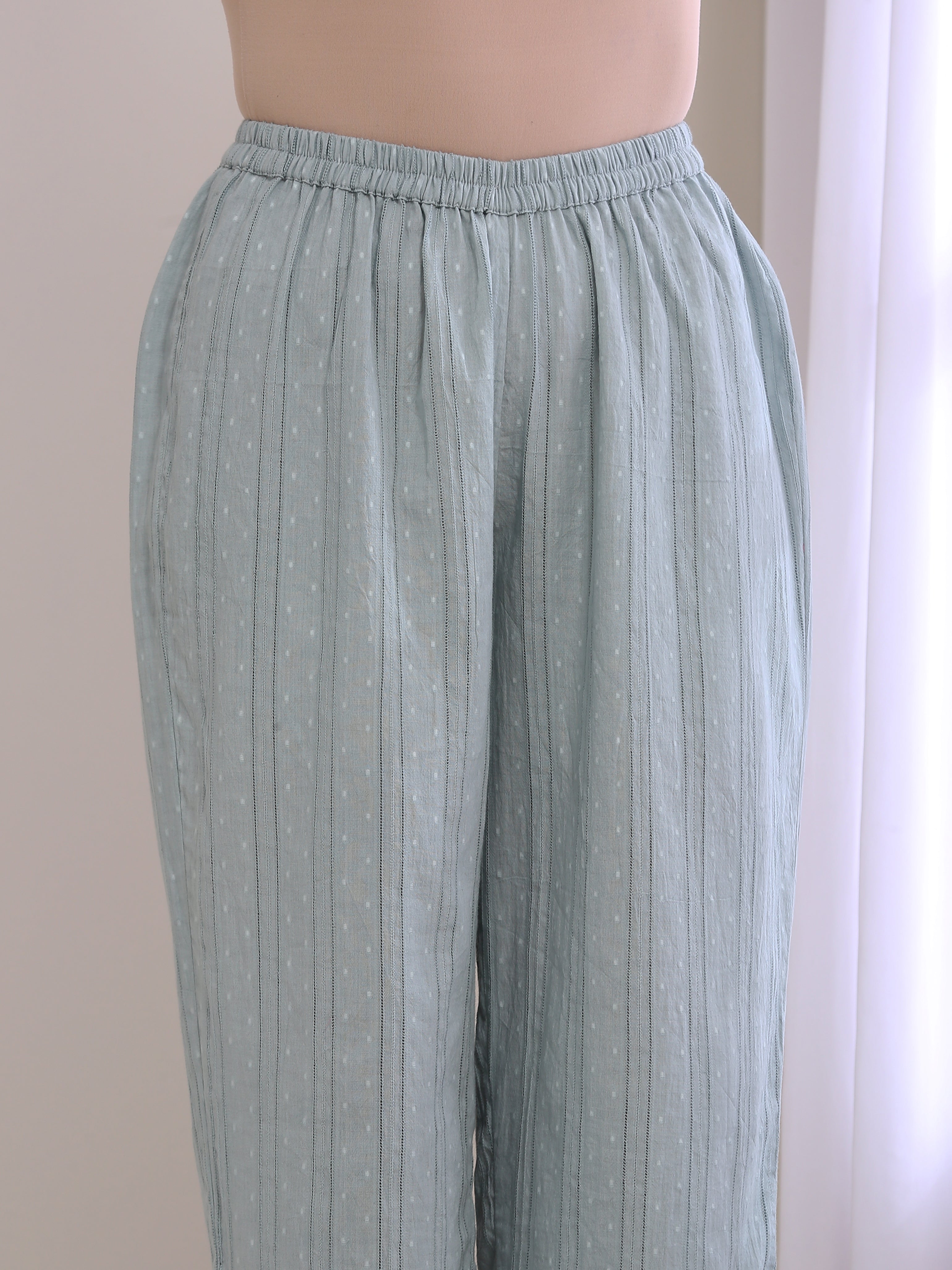 Eggshell Blue Dobby Relaxed Fit Co-Ord Set