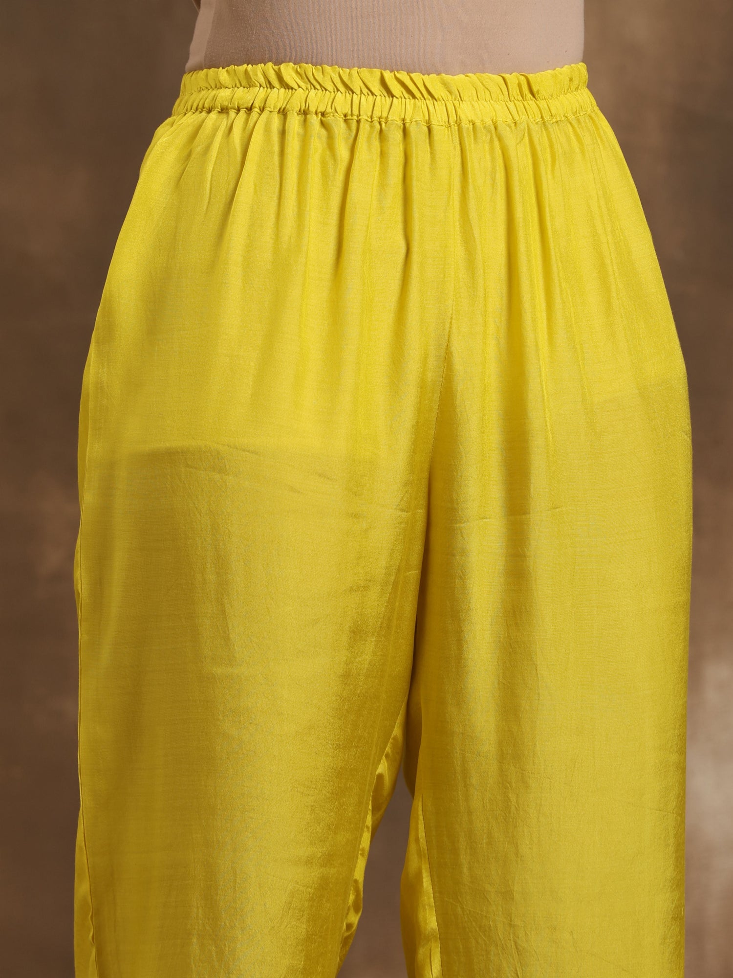 Lime Lehariya Printed Silk Kaftan Pant Set
