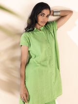 trueBrowns Green Cotton Dobby Shirt Co-ord Set