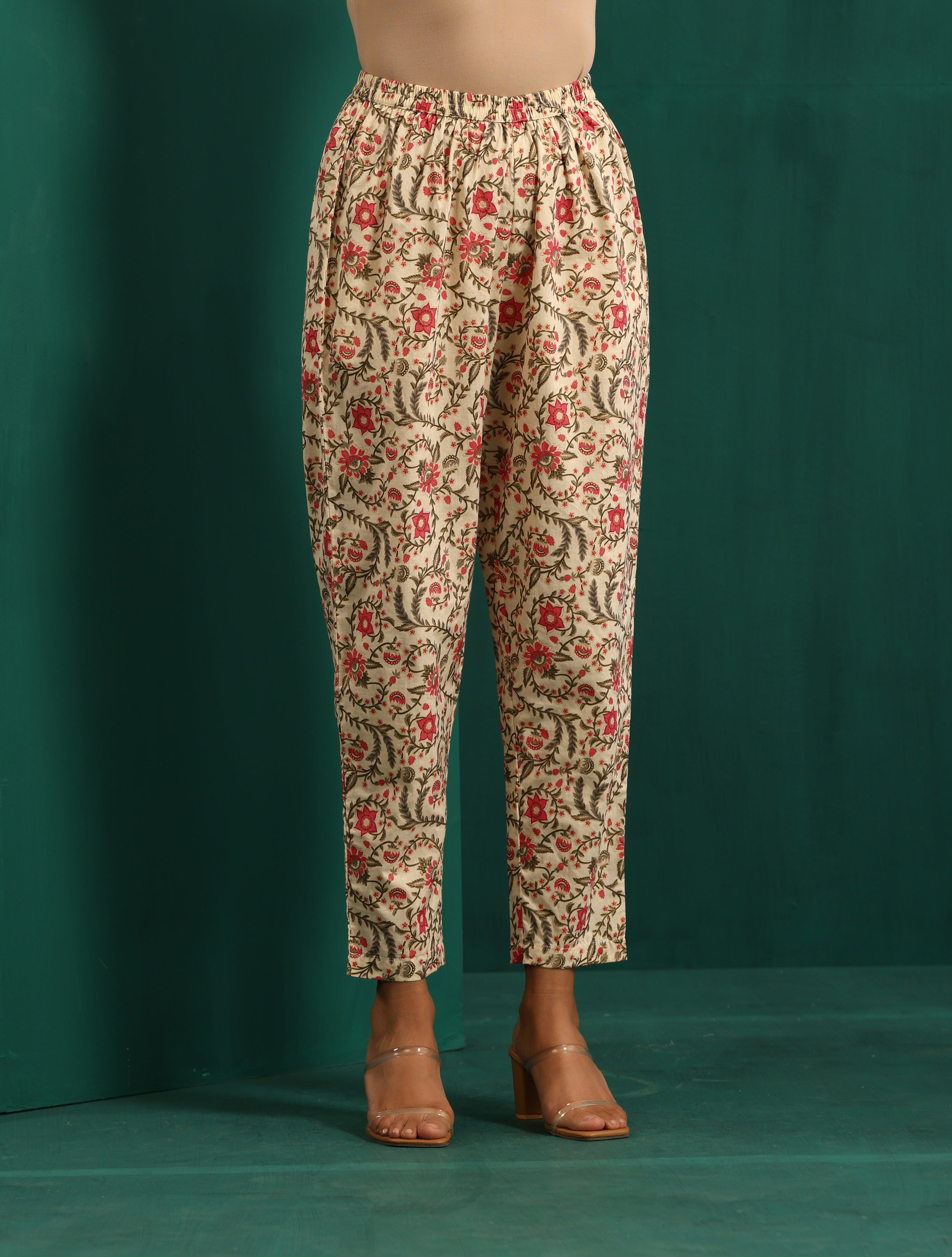 trueBrowns Pink Floral Cotton Printed Co-ord Set