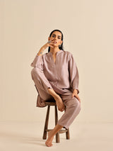 Grey Silk Texture Relaxed Co-Ord Set