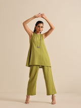 Green Dobby Sleeveless Co-Ord Set