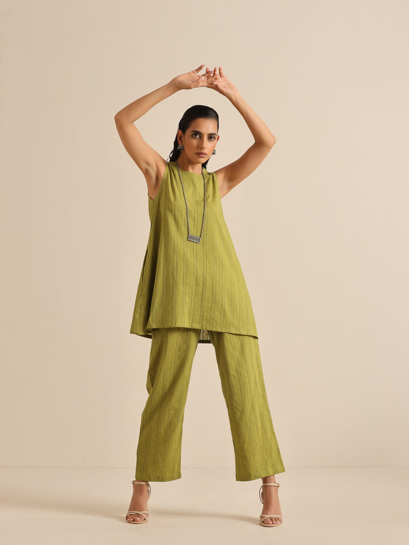 Green Dobby Sleeveless Co-Ord Set