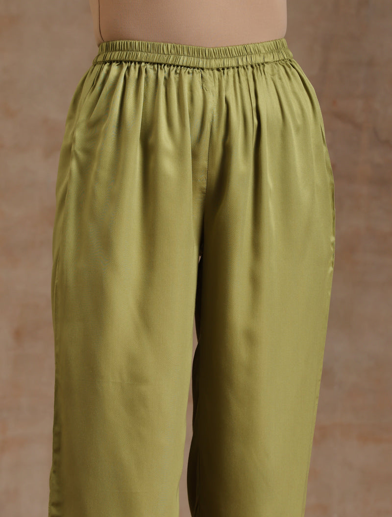 Light Green Modal Satin Kaftan Kurta Set