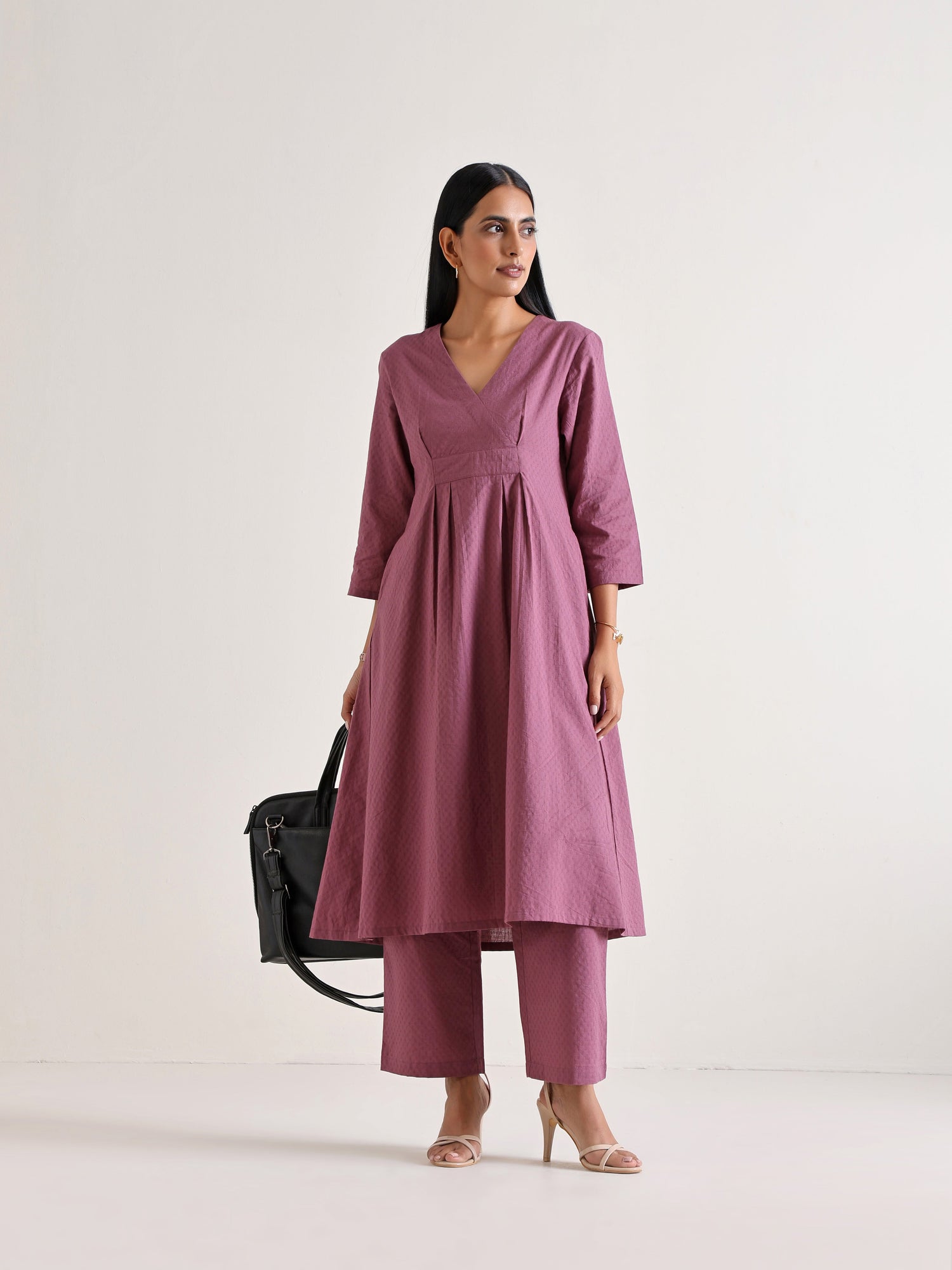 Orchid Overlap Pleat Kurta Pant Set