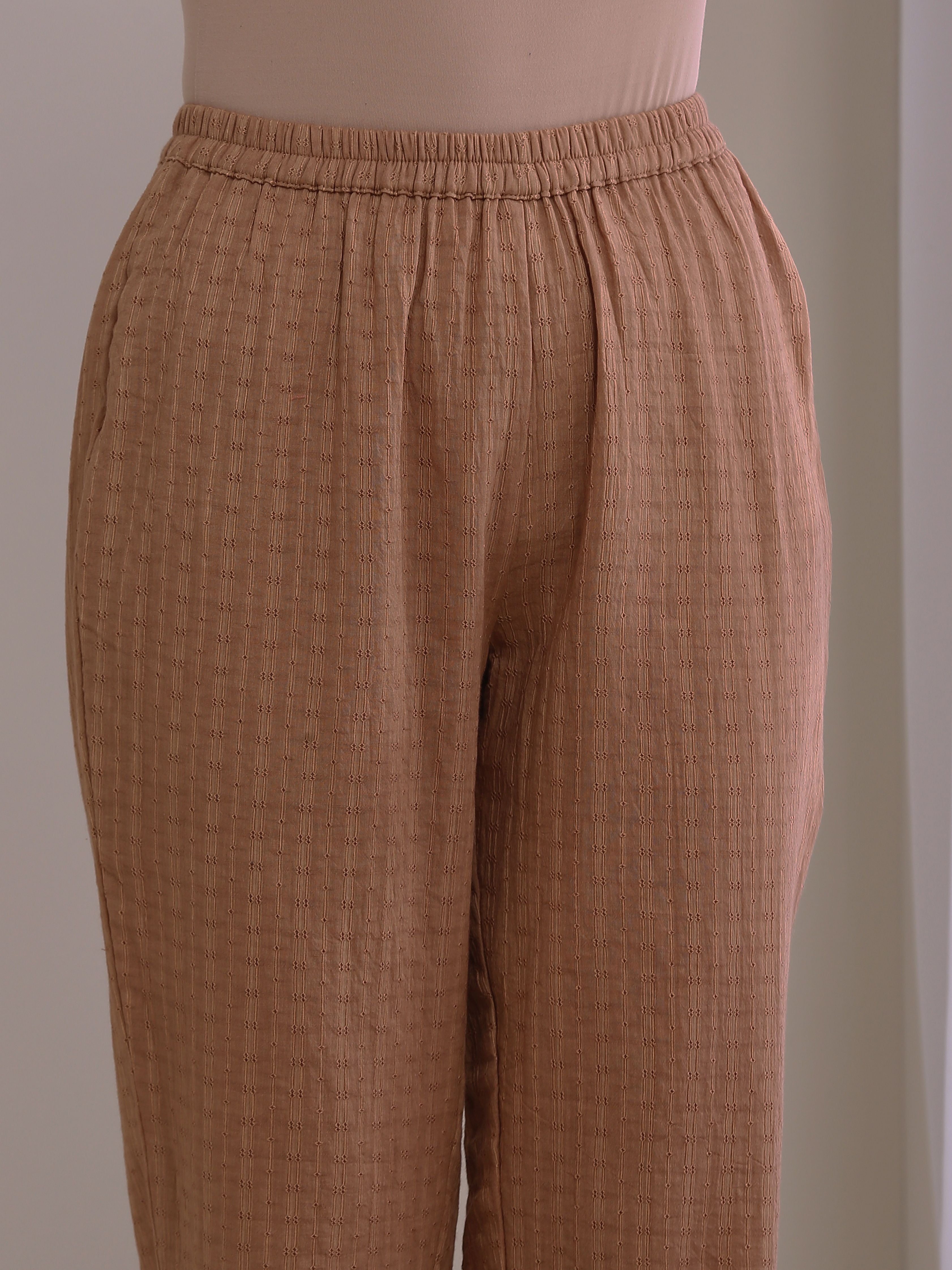 Beige Dobby Boxy Fit High-Low Co-Ord Set