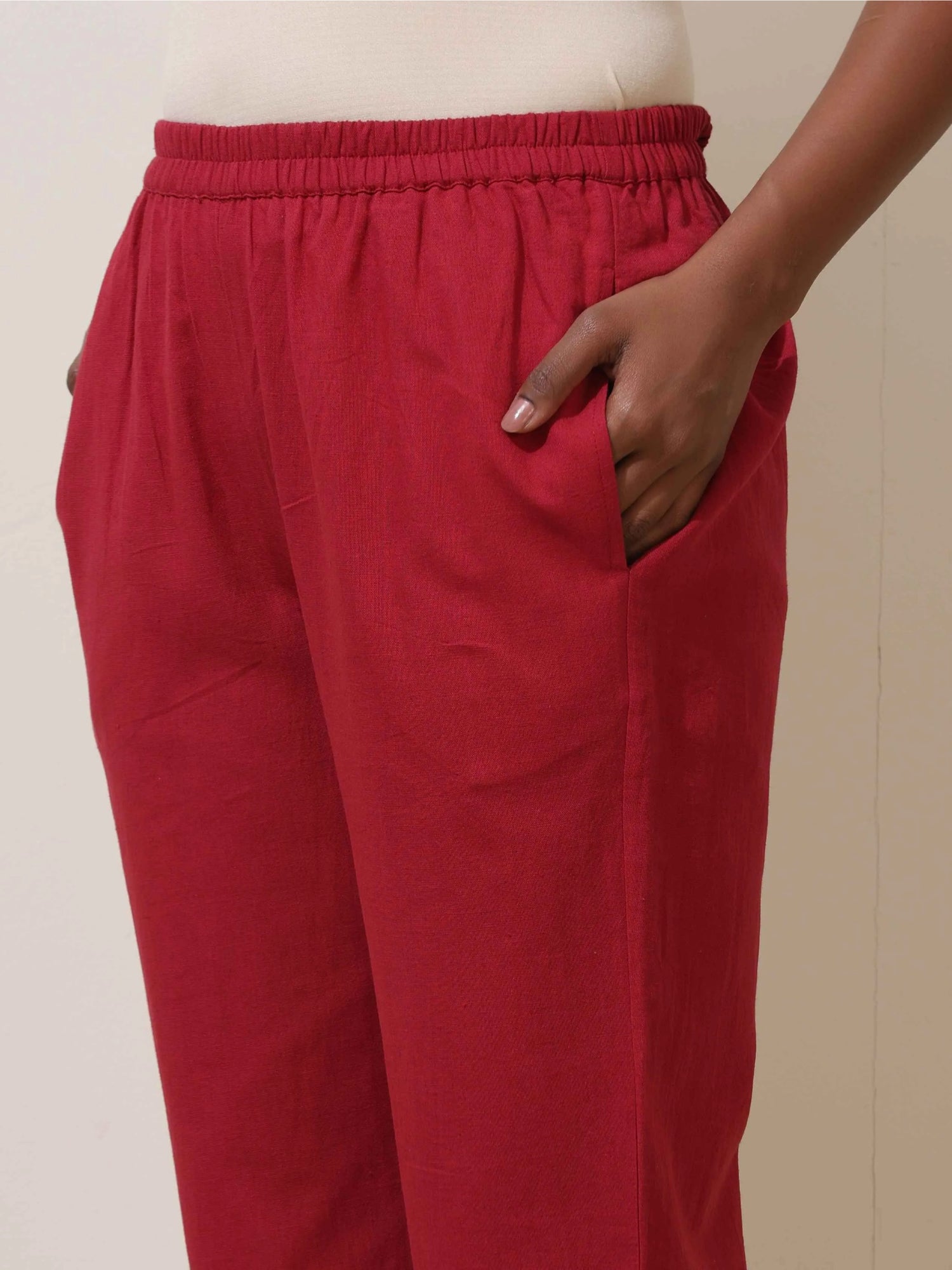 trueBrowns Maroon Cotton Kurta Co-Ord Set