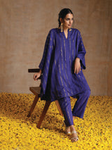 Spectrum Blue Gold Cotton Oversized Round Co-Ord Set