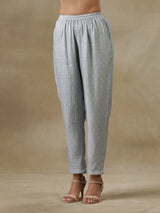 Grey Bandhani Printed Silk One-Shoulder Kurta Pant Set
