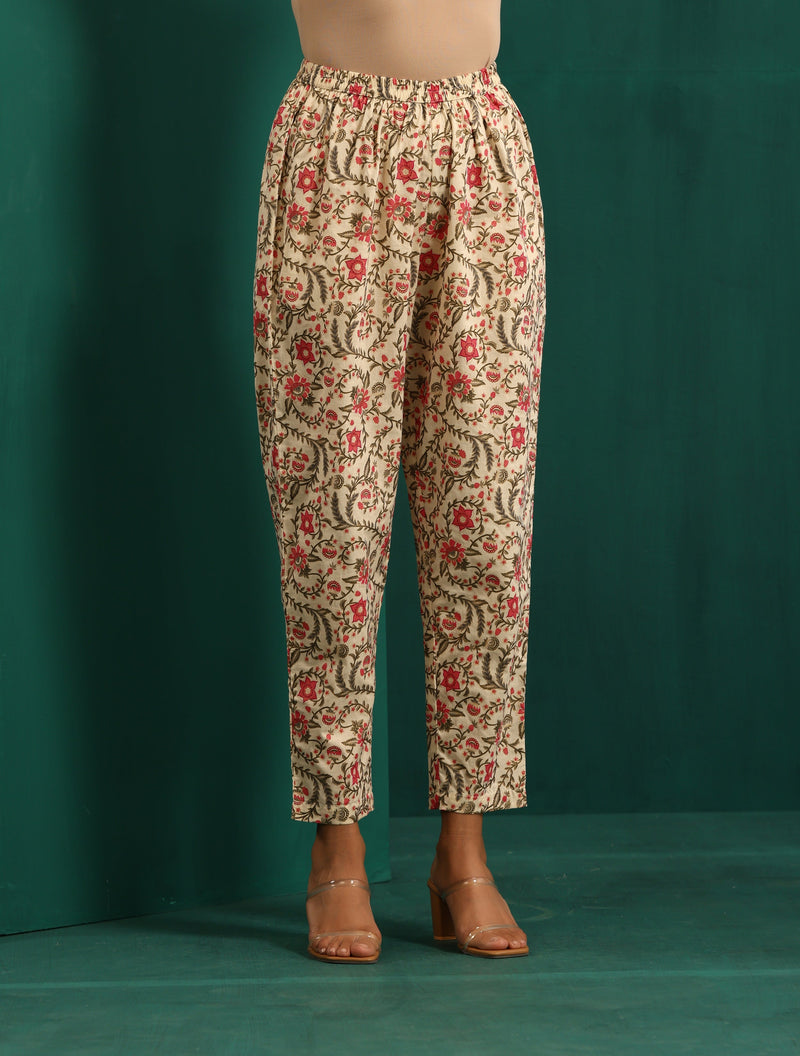 trueBrowns Pink Floral Cotton Printed Co-ord Set