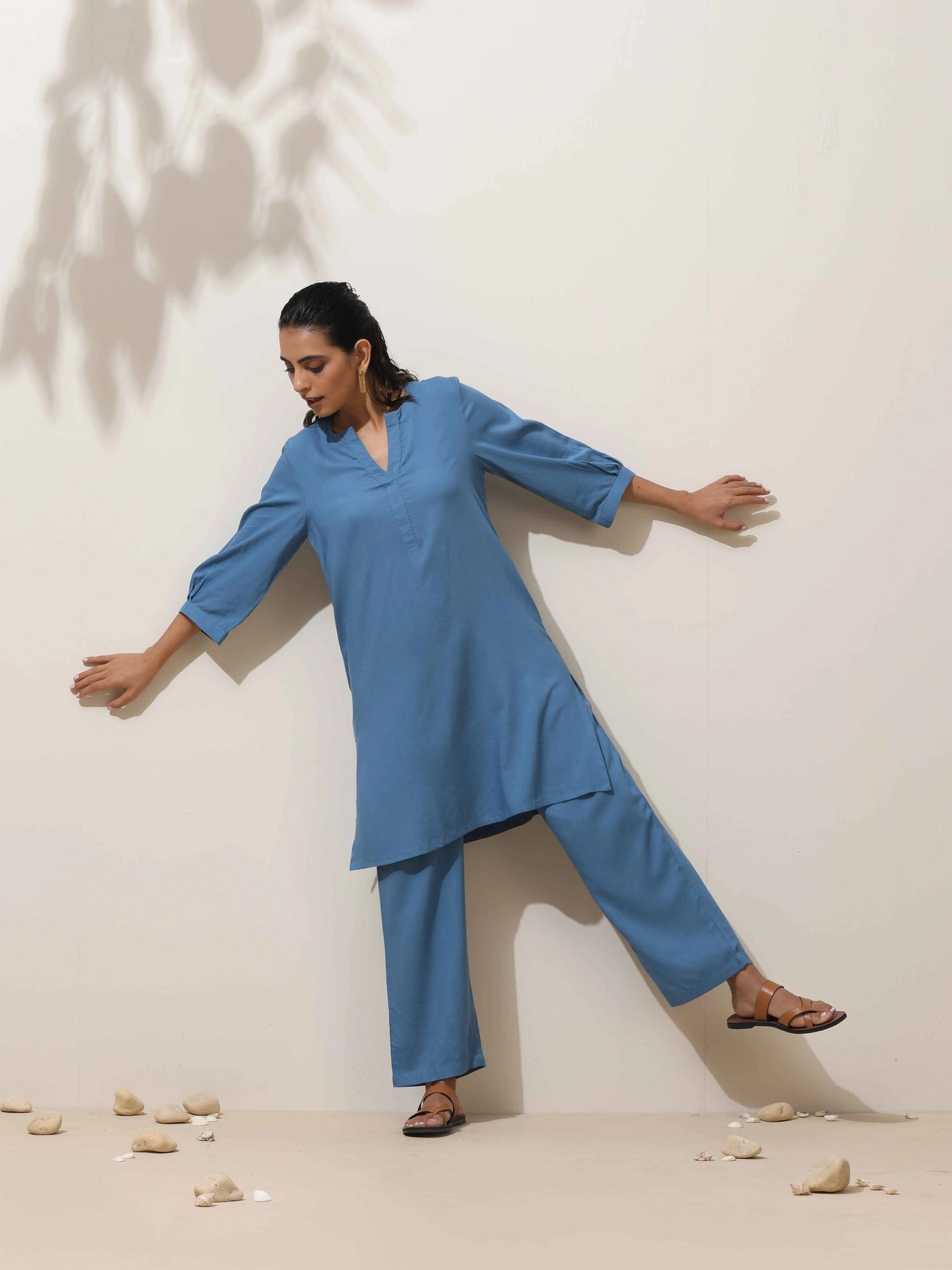 trueBrowns Blue Viscose Co-ord Set