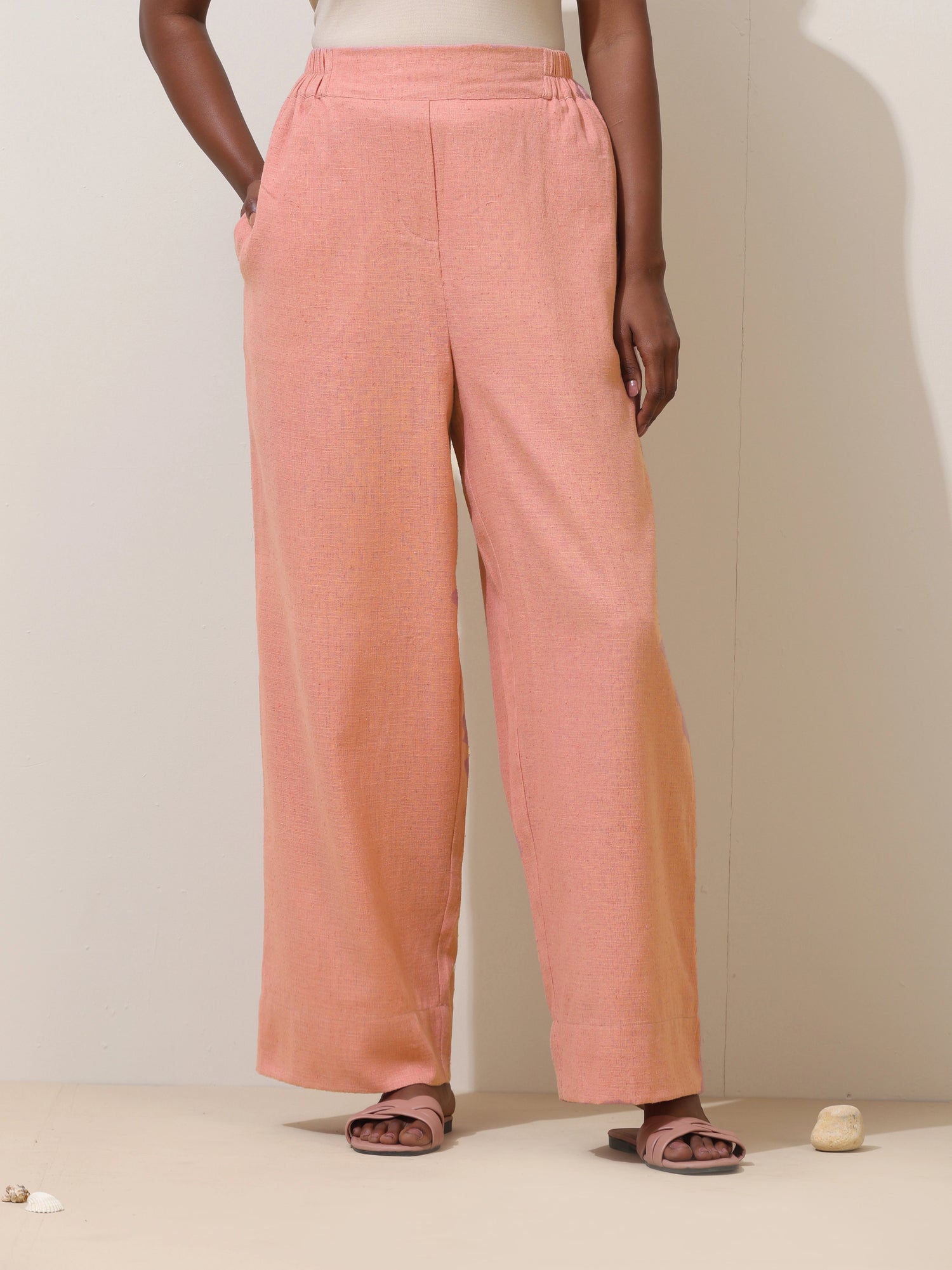 trueBrowns Camellia Pink Crochet Natural Cotton Co-ord Set