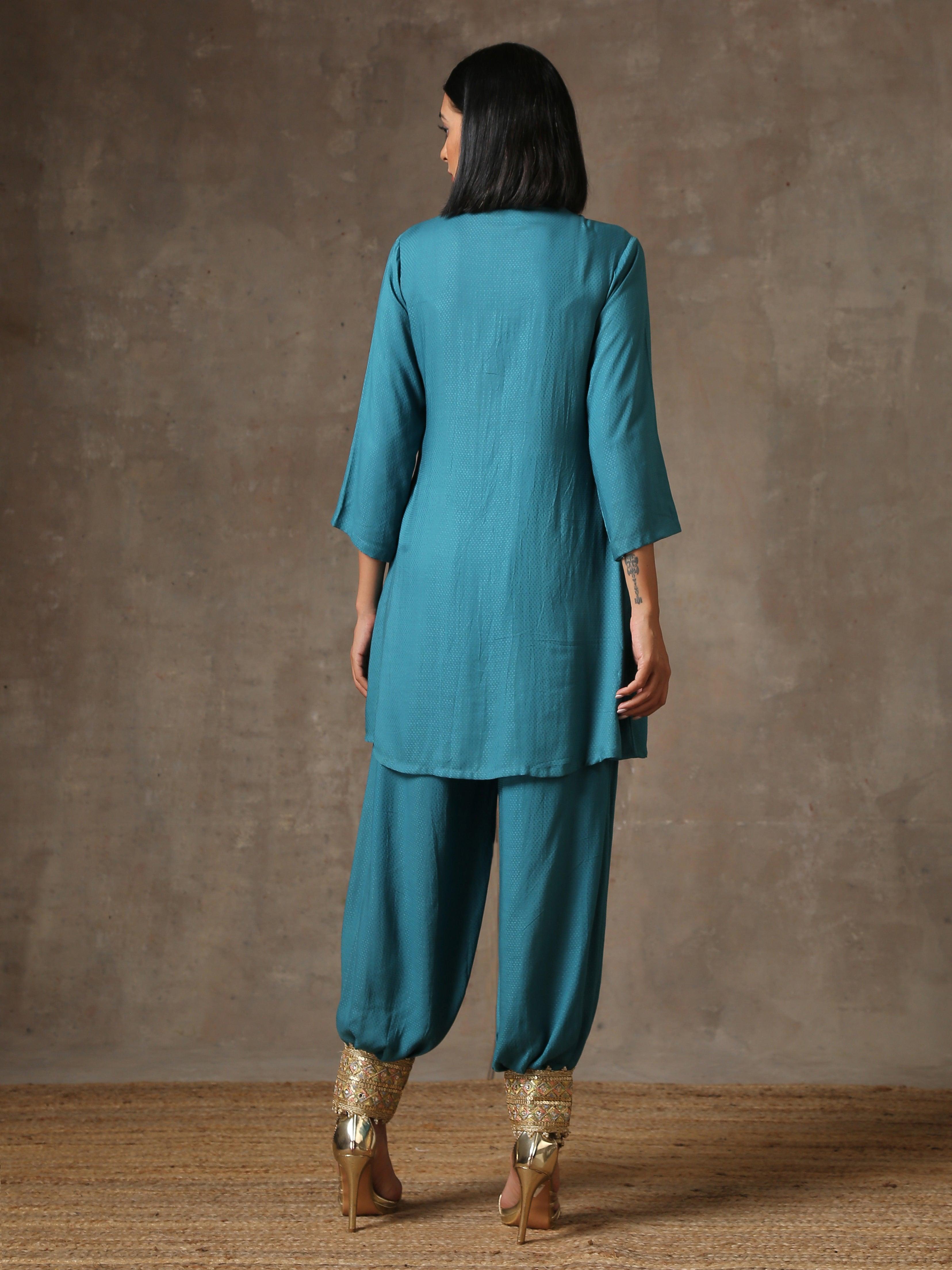The Kate - Aqua Solid Textured Co-Ord Set - trueBrowns