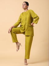 Cotton Linen Lime Green Relaxed Placket Co-Ord Set - trueBrowns