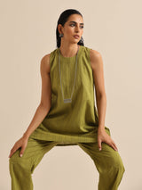 Green Dobby Sleeveless Co-Ord Set