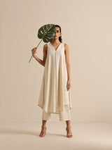 Off-White Sleeveless Kurta Pant Set