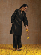 Black Gold Cotton Relaxed Co-Ord Set