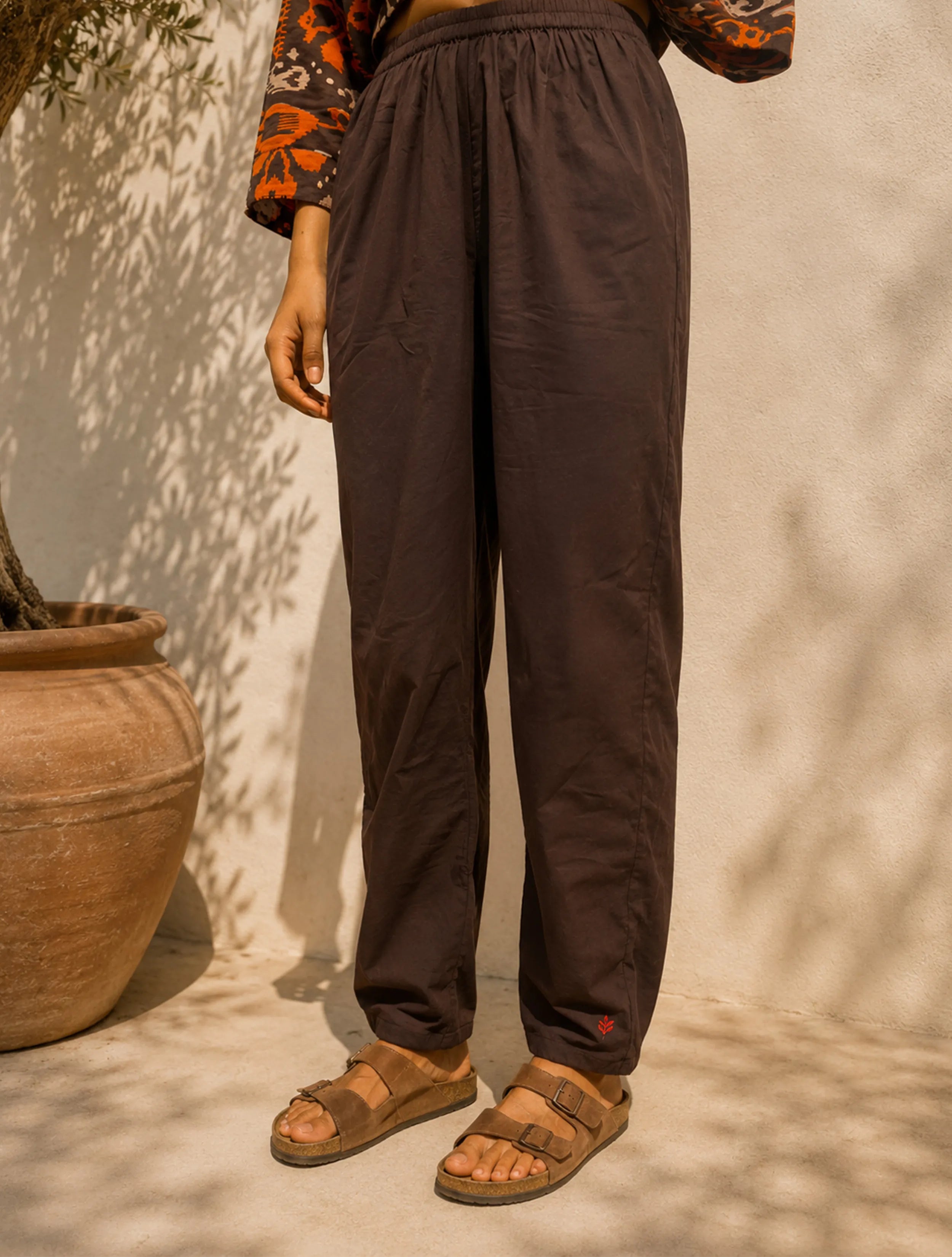 trueBrowns Cola Orange Ikat Print Cotton Kaftan Kurta Set