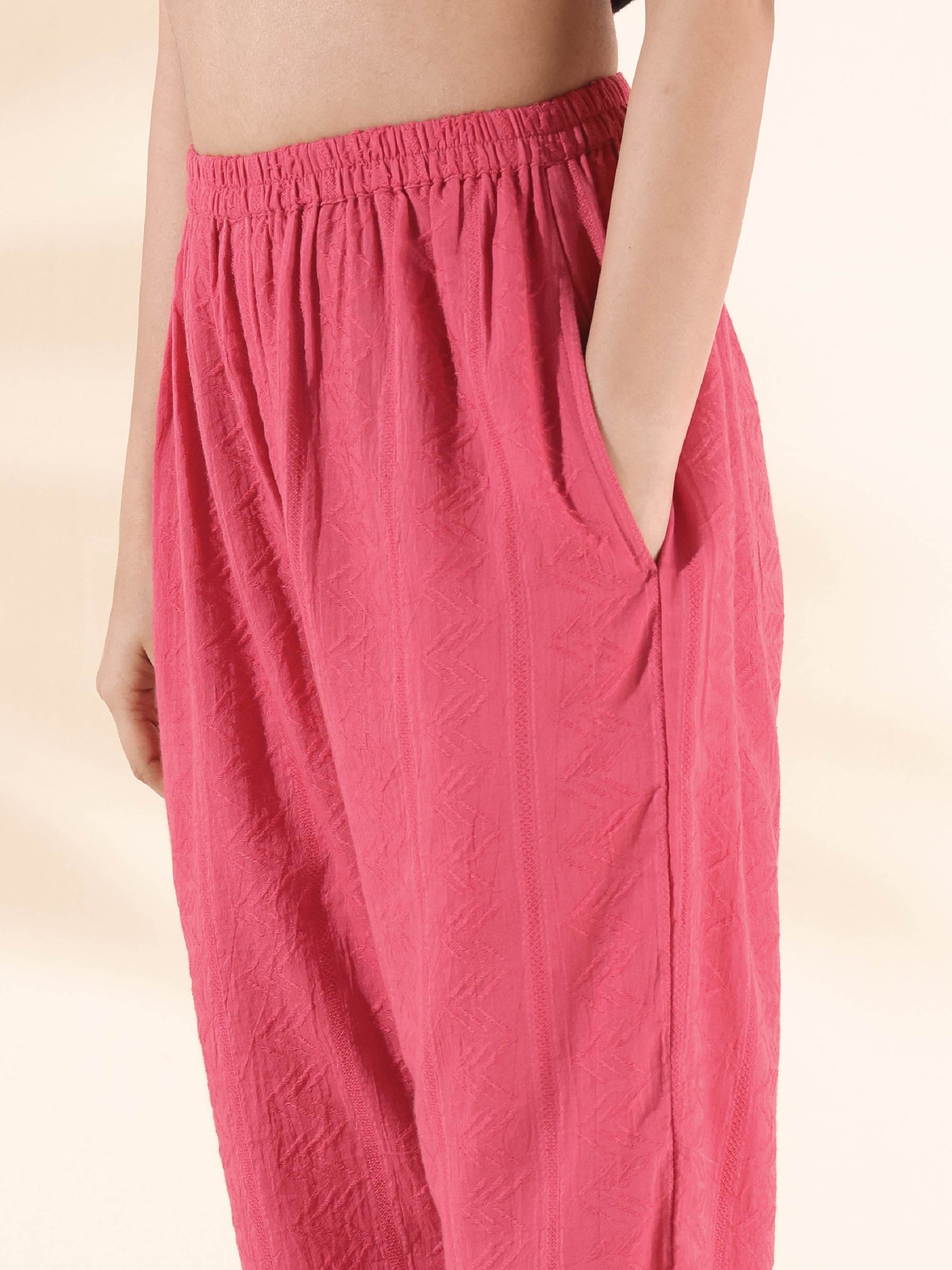 trueBrowns Pink Cotton Dobby Oversized Co-ord Set