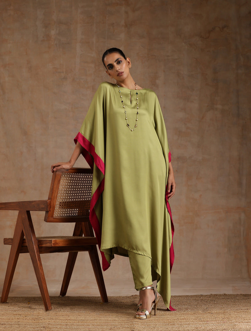 Light Green Modal High-Low Kaftan Kurta Set