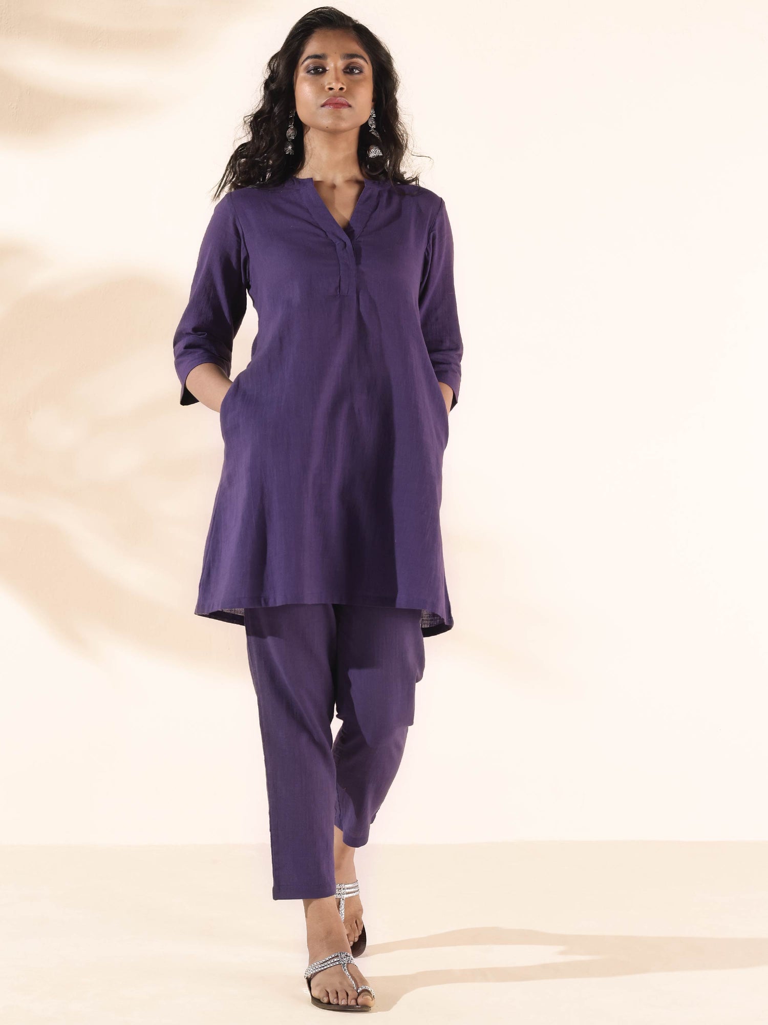 trueBrowns Purple Cotton Relaxed Co-ord Set