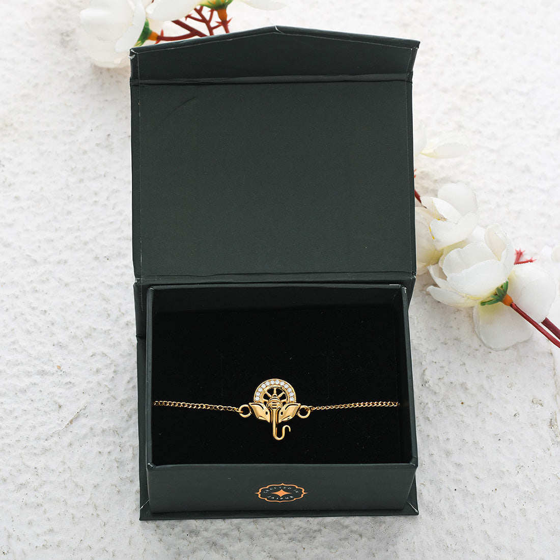 trueBrowns 925 Sterling Silver 22k Gold Plated Ganesha Bracelet Rakhi