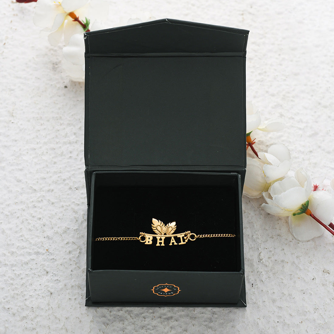 trueBrowns 925 Sterling Silver 22k Gold Micron Plated Bhai Bracelet Rakhi