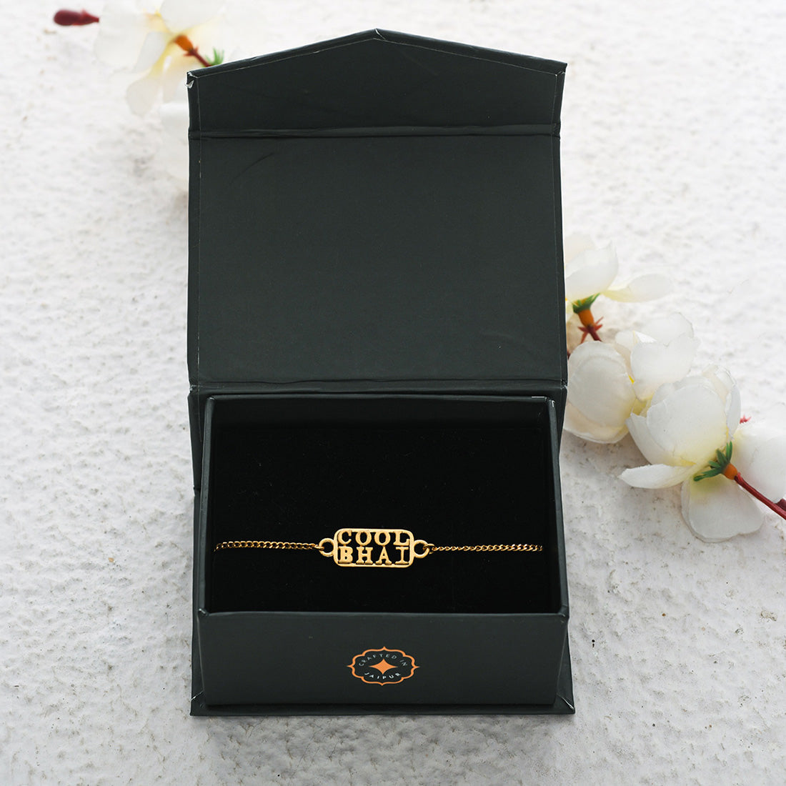 trueBrowns 925 Sterling Silver 22k Gold Micron Plated Cool Bhai Bracelet Rakhi