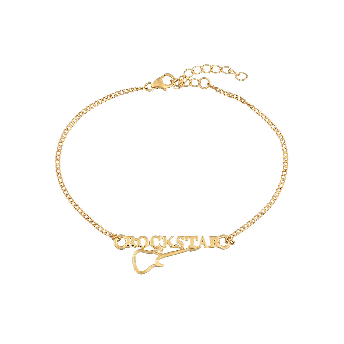 trueBrowns 925 Sterling Silver Rockstar 22k Gold Micron Plated Bracelet Rakhi
