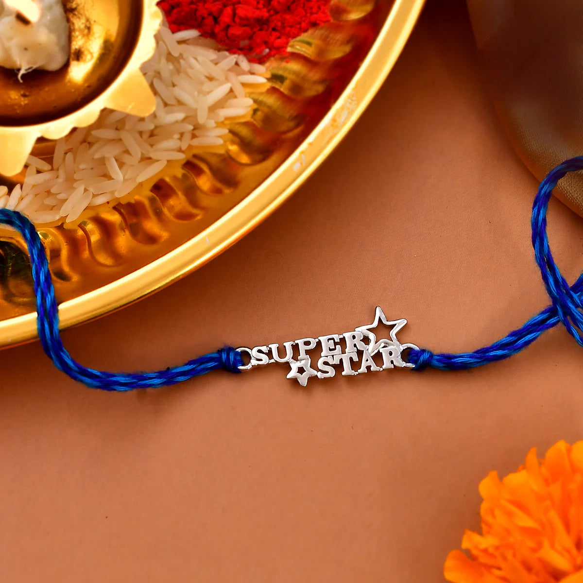 trueBrowns 925 Sterling Silver Precious Superstar Thread Rakhi