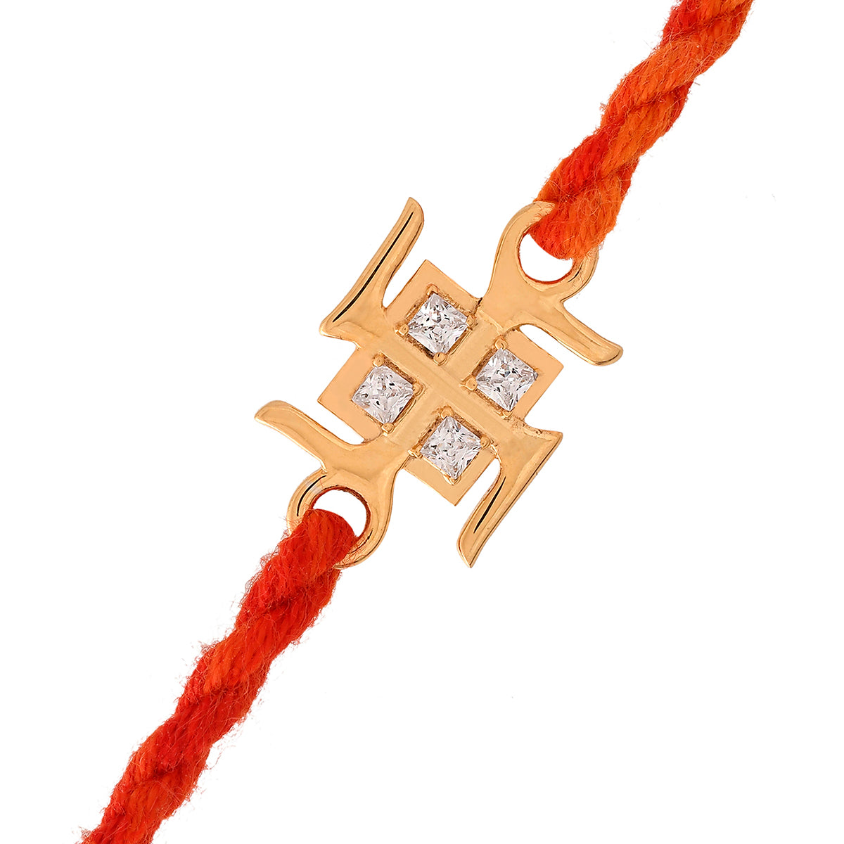 trueBrowns 925 Sterling Silver Swastik 22k Gold Micron Plated Thread Rakhi