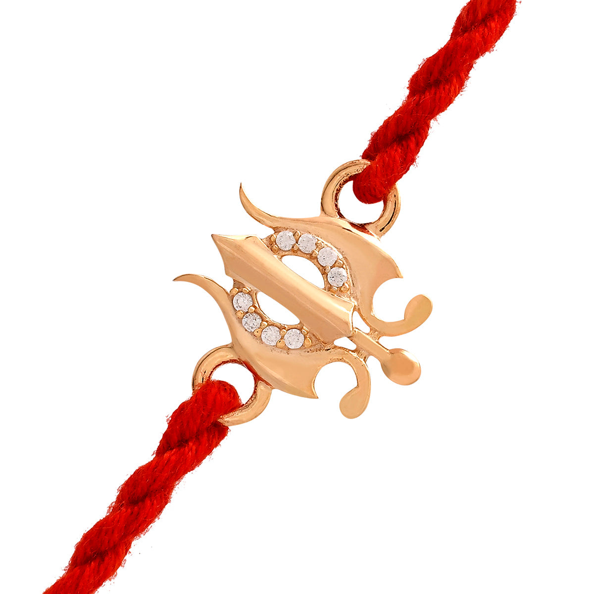 trueBrowns 925 Sterling Silver 22k Gold Micron Plated Trishul Thread Rakhi