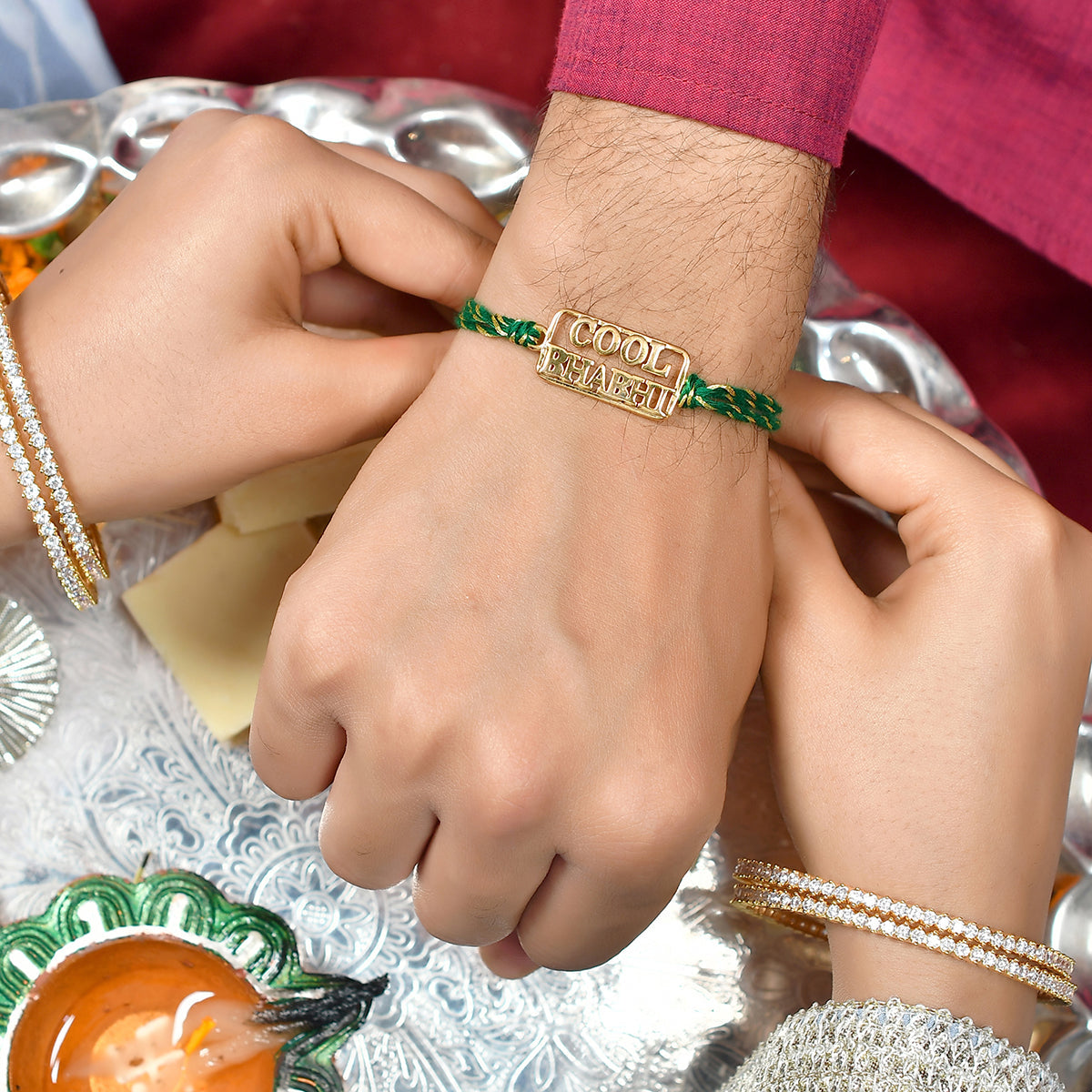 trueBrowns 925 Sterling Silver Cool Bhabhi 22k Gold Micron Plated Thread Rakhi