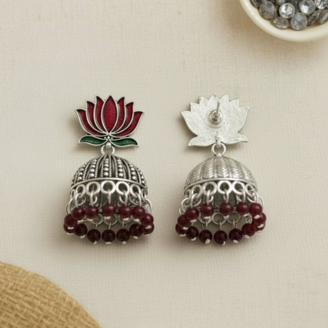 trueBrowns Red Lotus Jhumkas