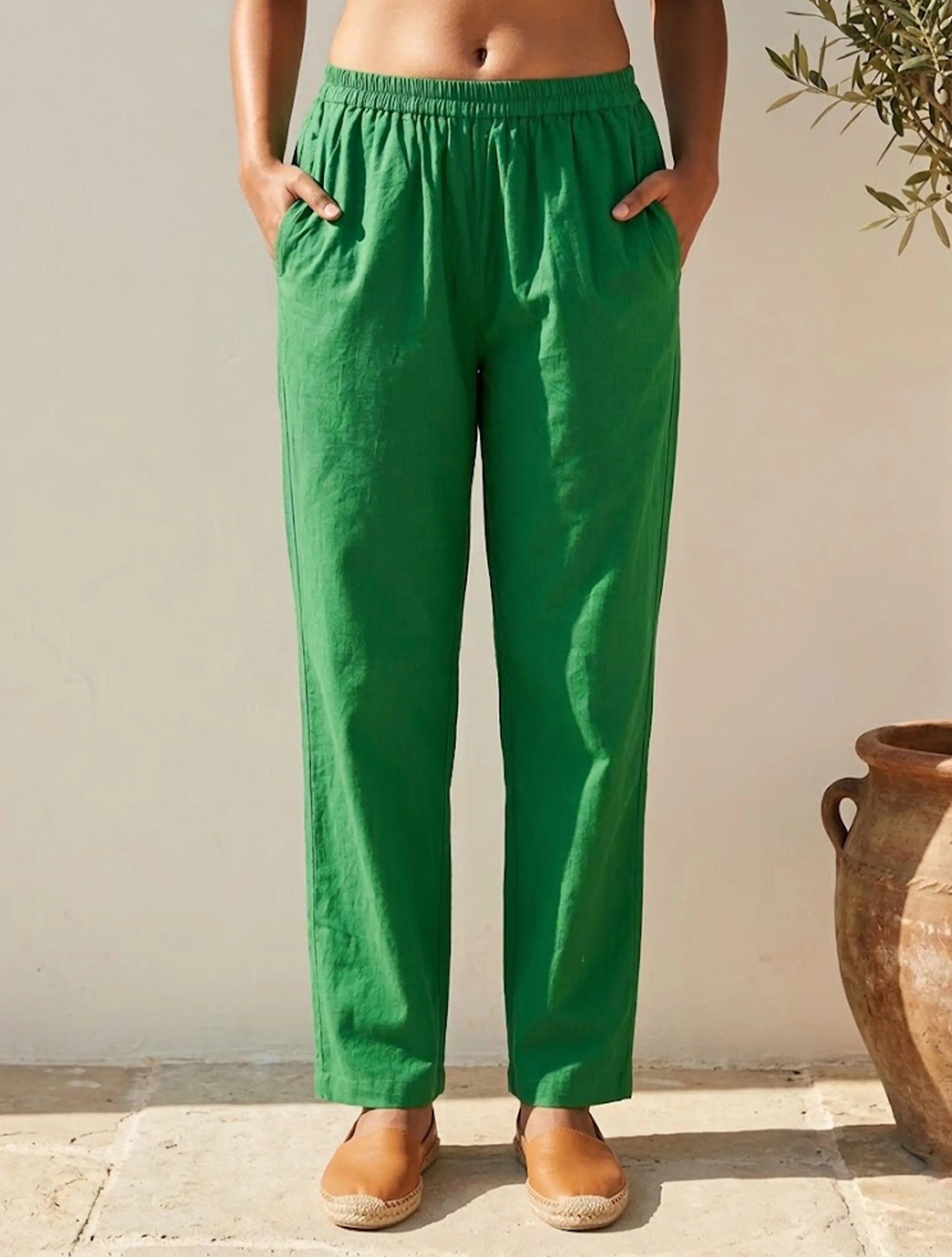 trueBrowns Green Ikat Print Cotton Sleeveless Co-Ord Set
