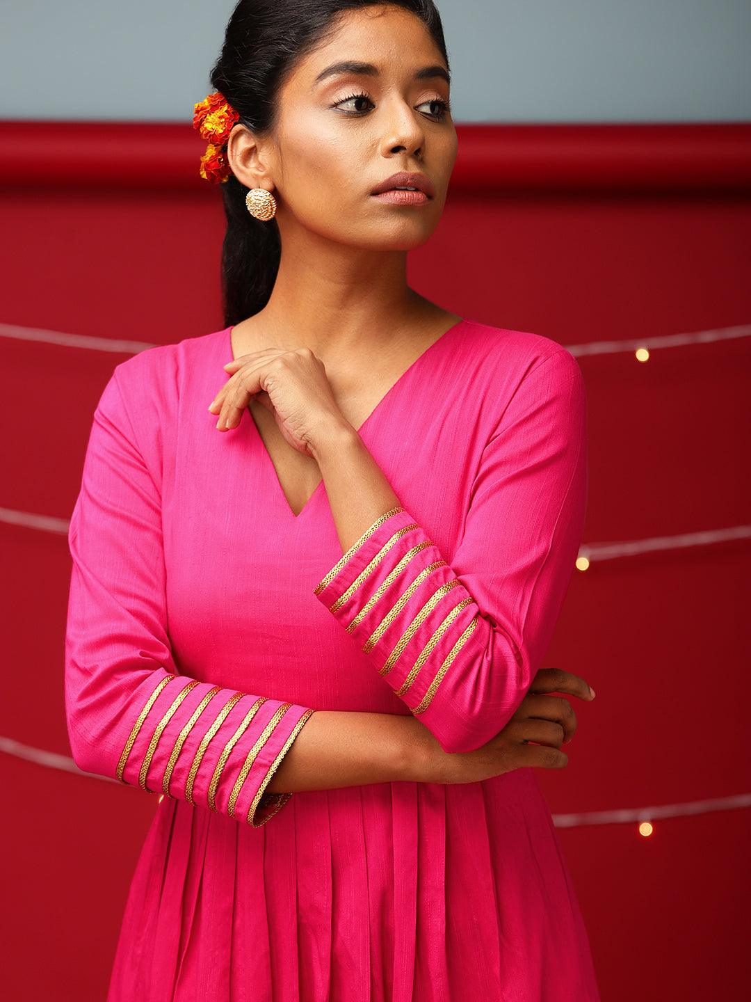 Pink Embellished Sleeve Kurta-Pant - trueBrowns