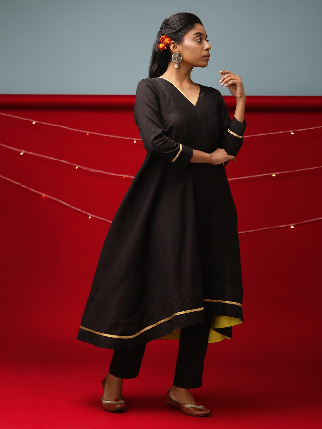 Black Pop Green Kurta-Pant - trueBrowns