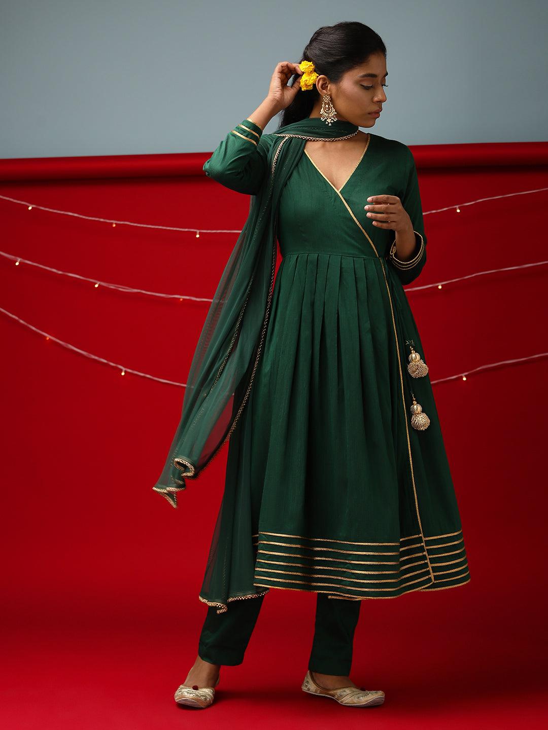 Green Lace Angrakha Set - trueBrowns