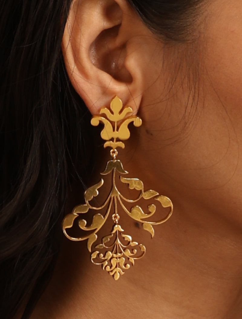 trueBrowns 22K Gold-Plated Long Earrings