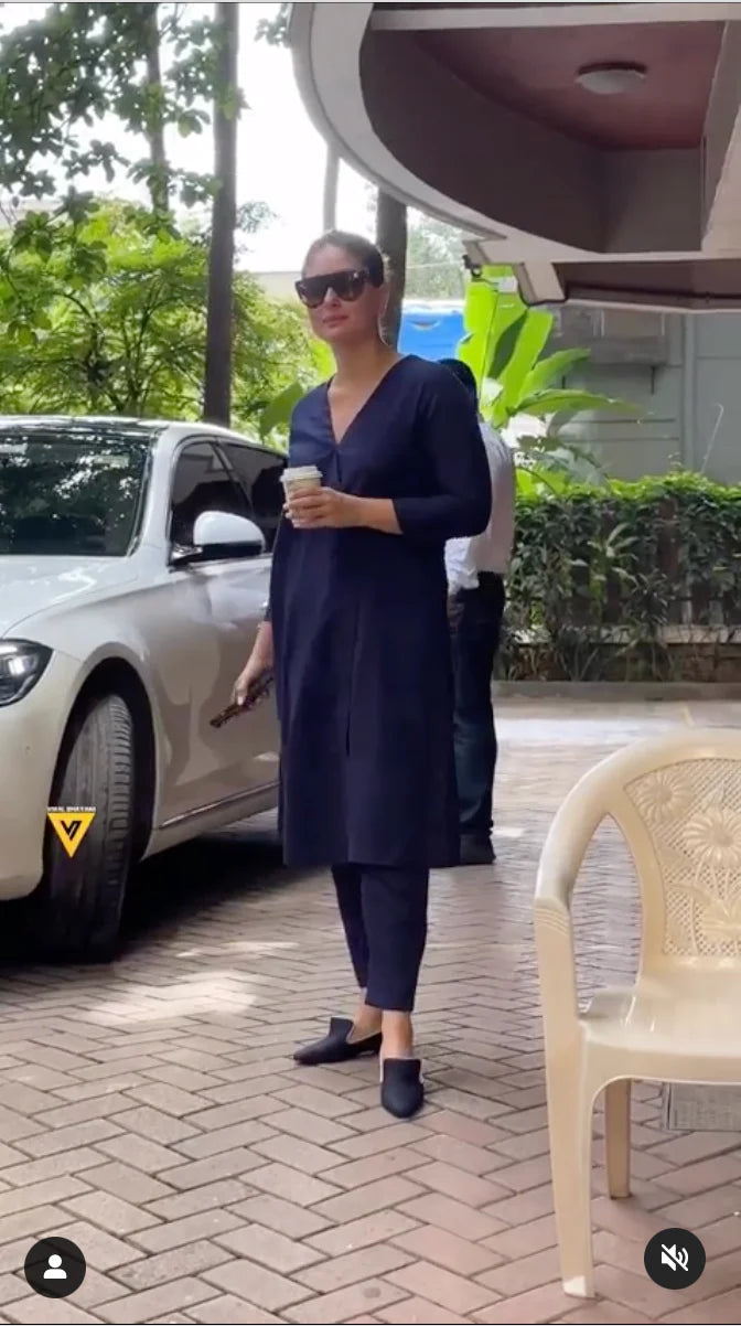 Blue Angrakha Kurta Set