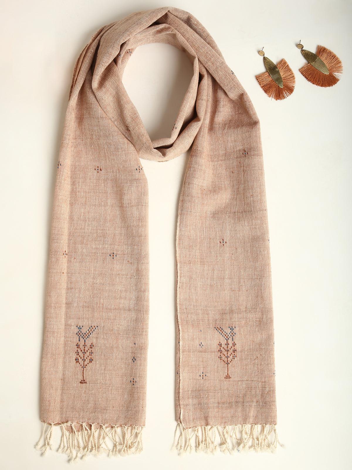 Dusty Rose Handwoven Organic Kala Cotton Stole - trueBrowns