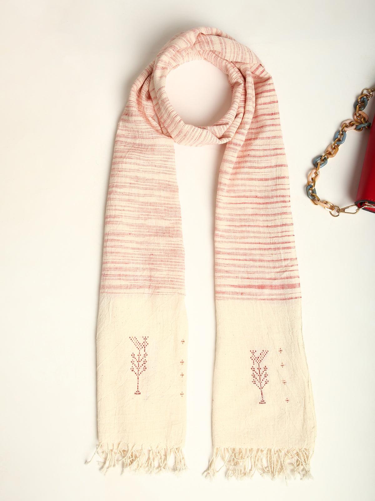 Pink Handwoven Organic Kala Cotton Stole - trueBrowns
