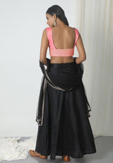 Black Pink Gold Zari Lehenga Set - trueBrowns