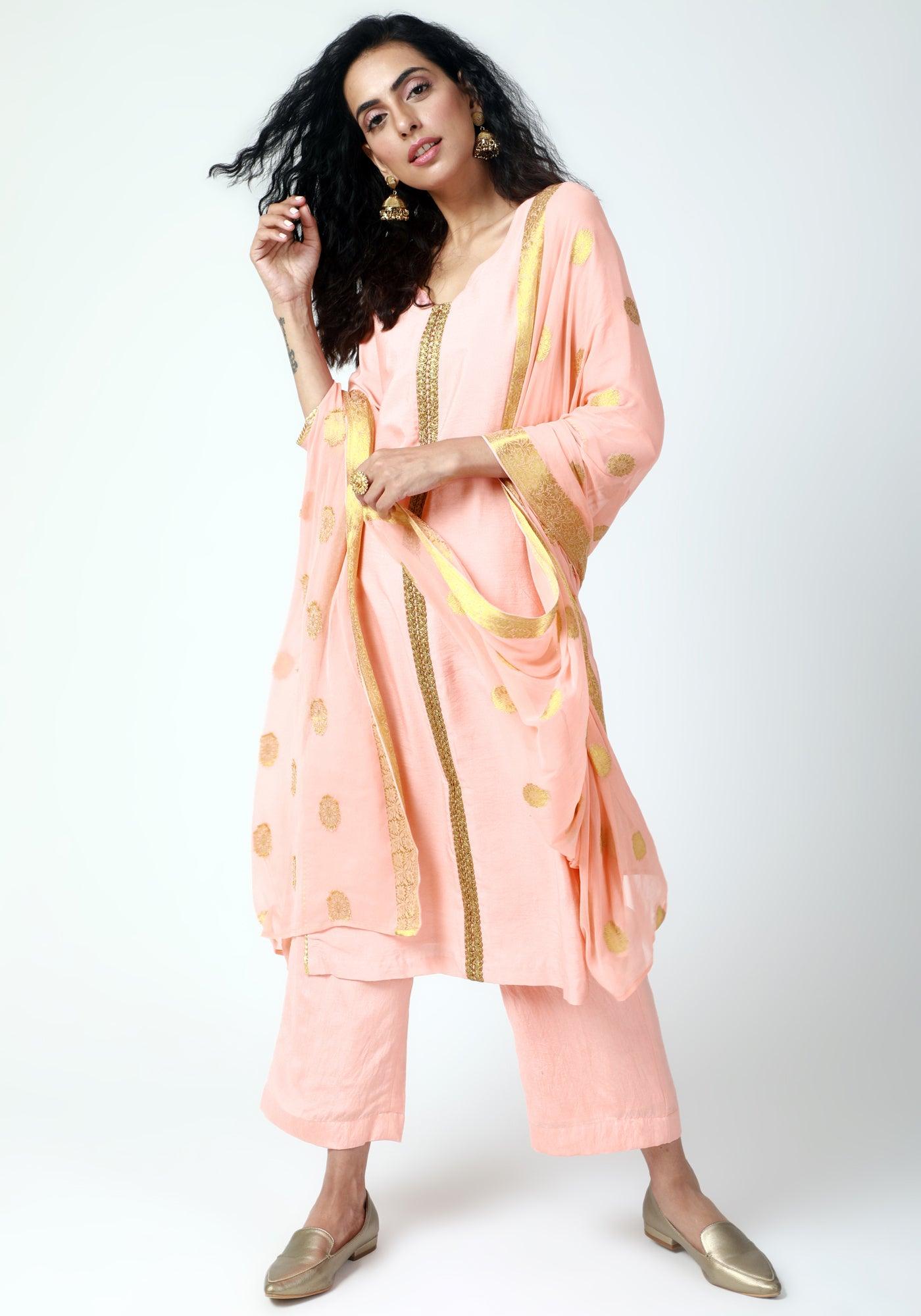 Peach Gota Kurta-Pant-Dupatta - trueBrowns