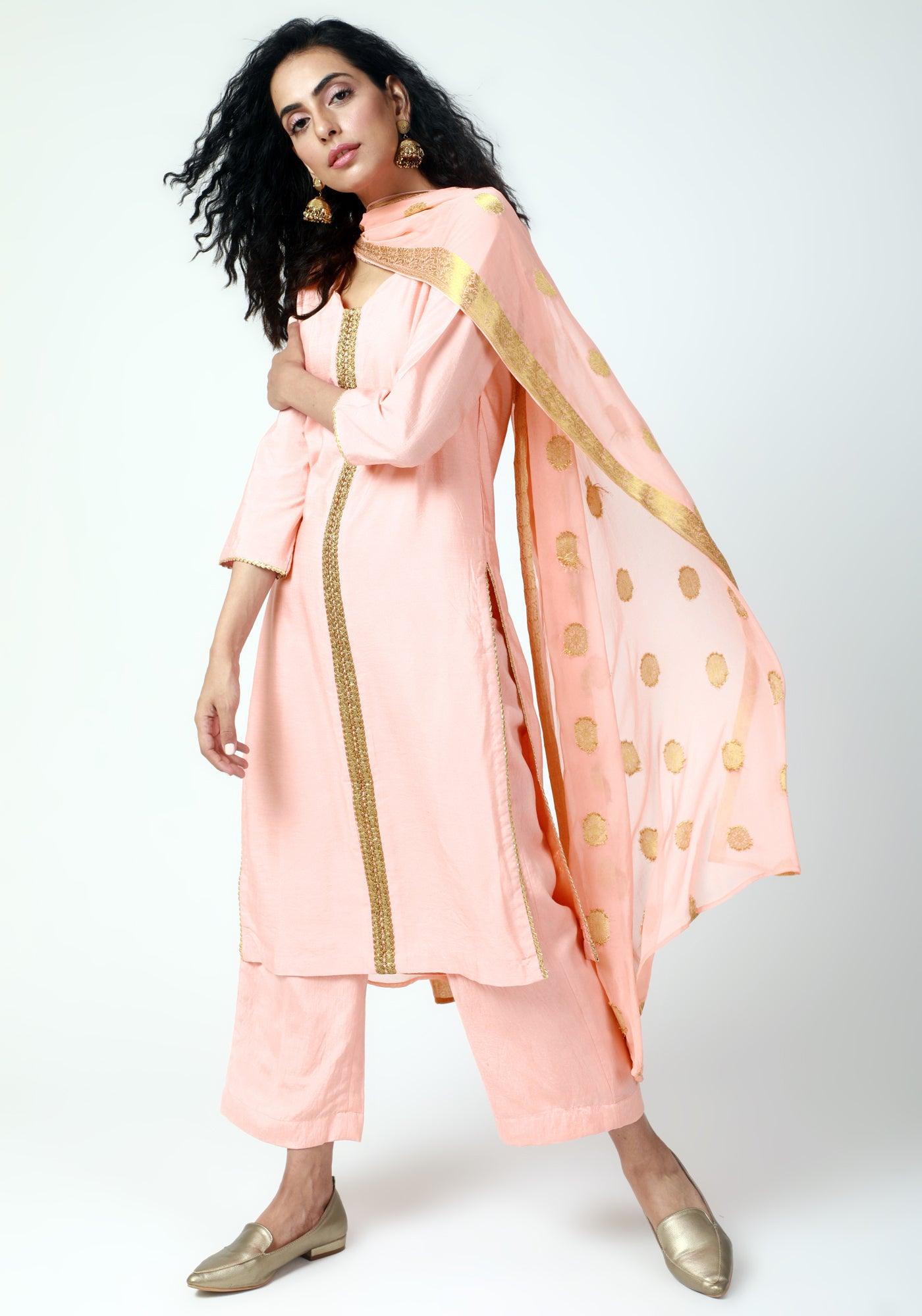 Peach Gota Kurta-Pant-Dupatta - trueBrowns