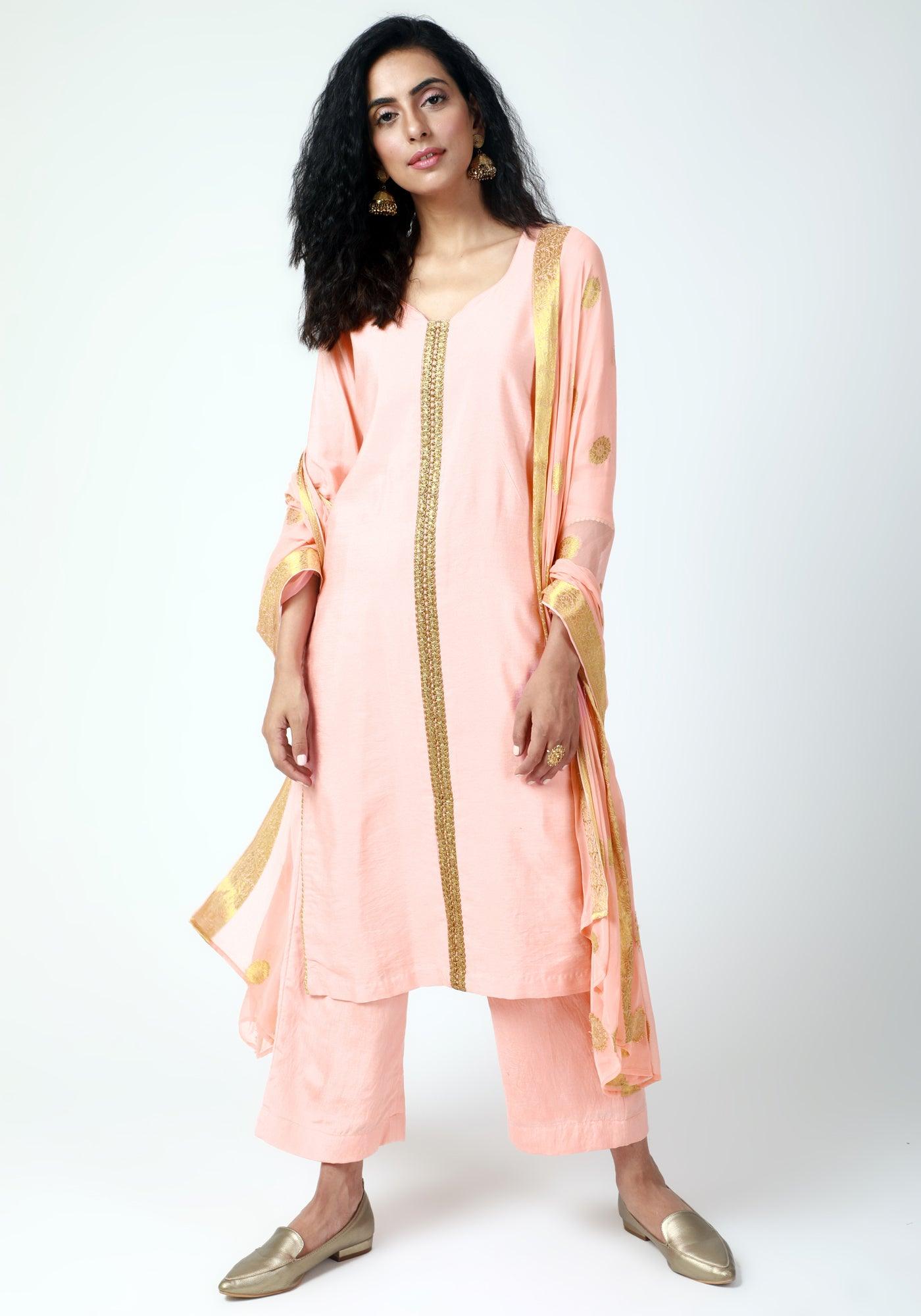 Peach Gota Kurta-Pant-Dupatta - trueBrowns