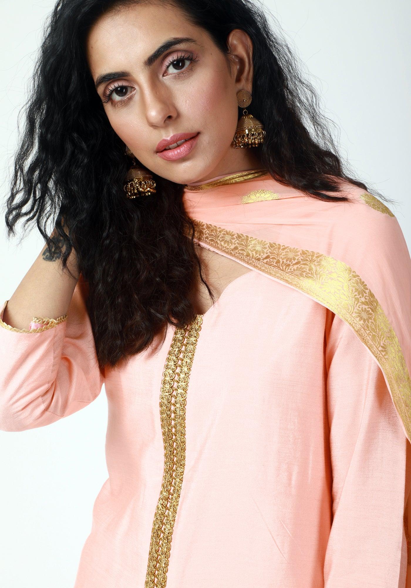 Peach Gota Kurta-Pant-Dupatta - trueBrowns